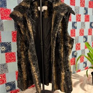 Luxurious Faux Fur Vest in Black and Brown